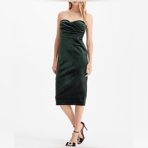 Express Velvet Sweetheart Neckline Strapless Midi Sheath Dress | Size: M #790925 - Picture 3 of 15